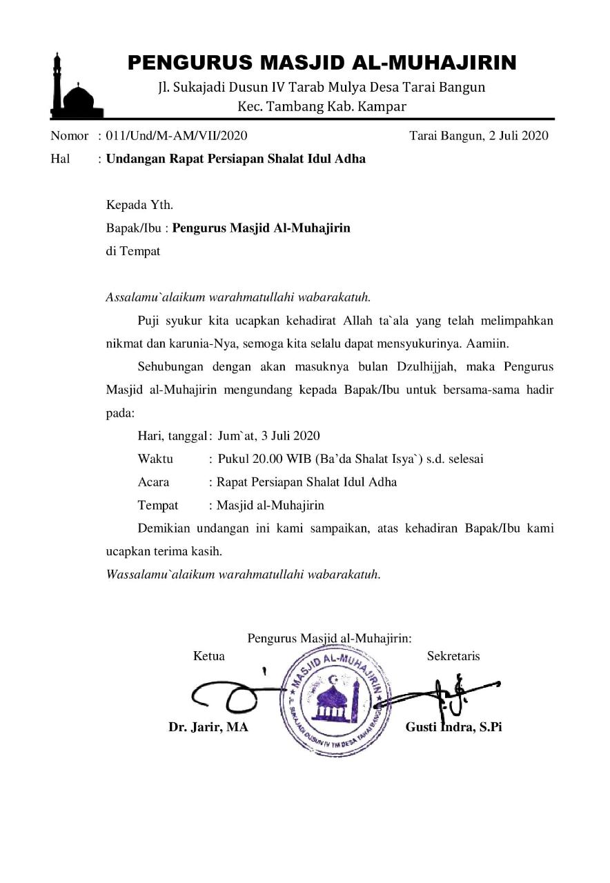 Detail Contoh Surat Undangan Takmir Masjid Nomer 12