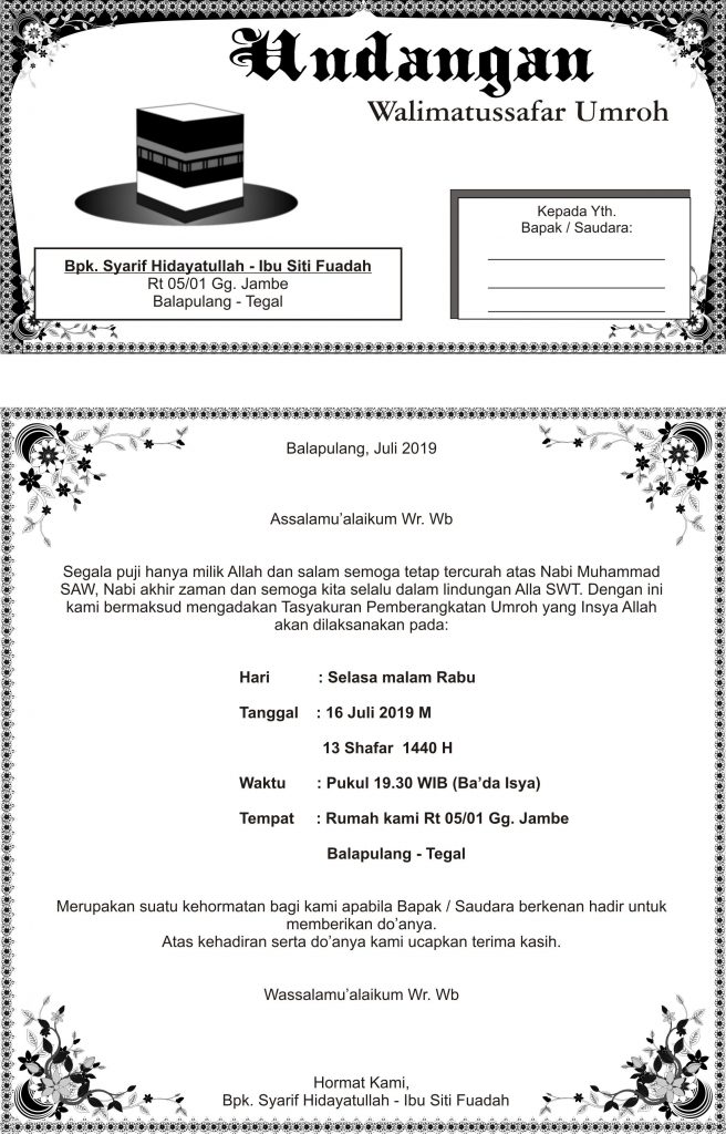 Detail Contoh Surat Undangan Umroh Nomer 5