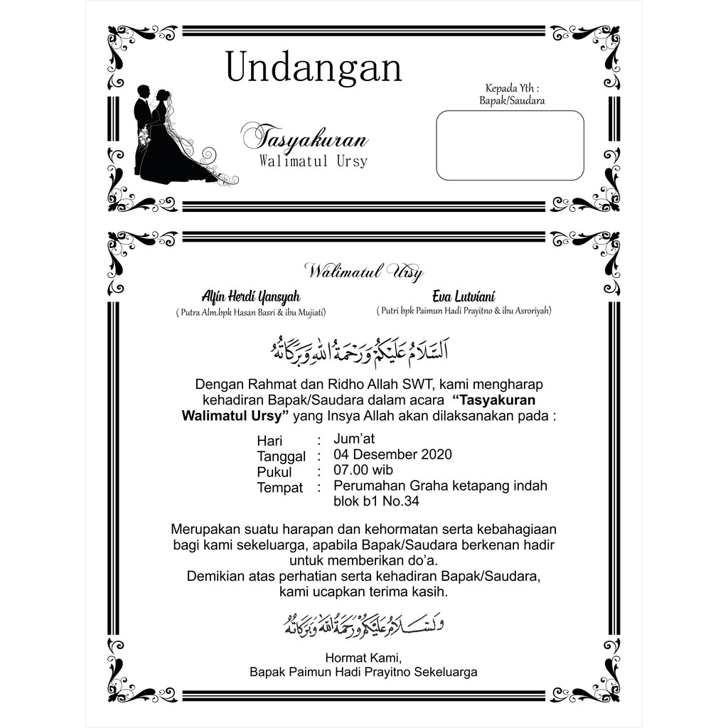 Detail Contoh Surat Undangan Walimatul Ursy Nomer 19