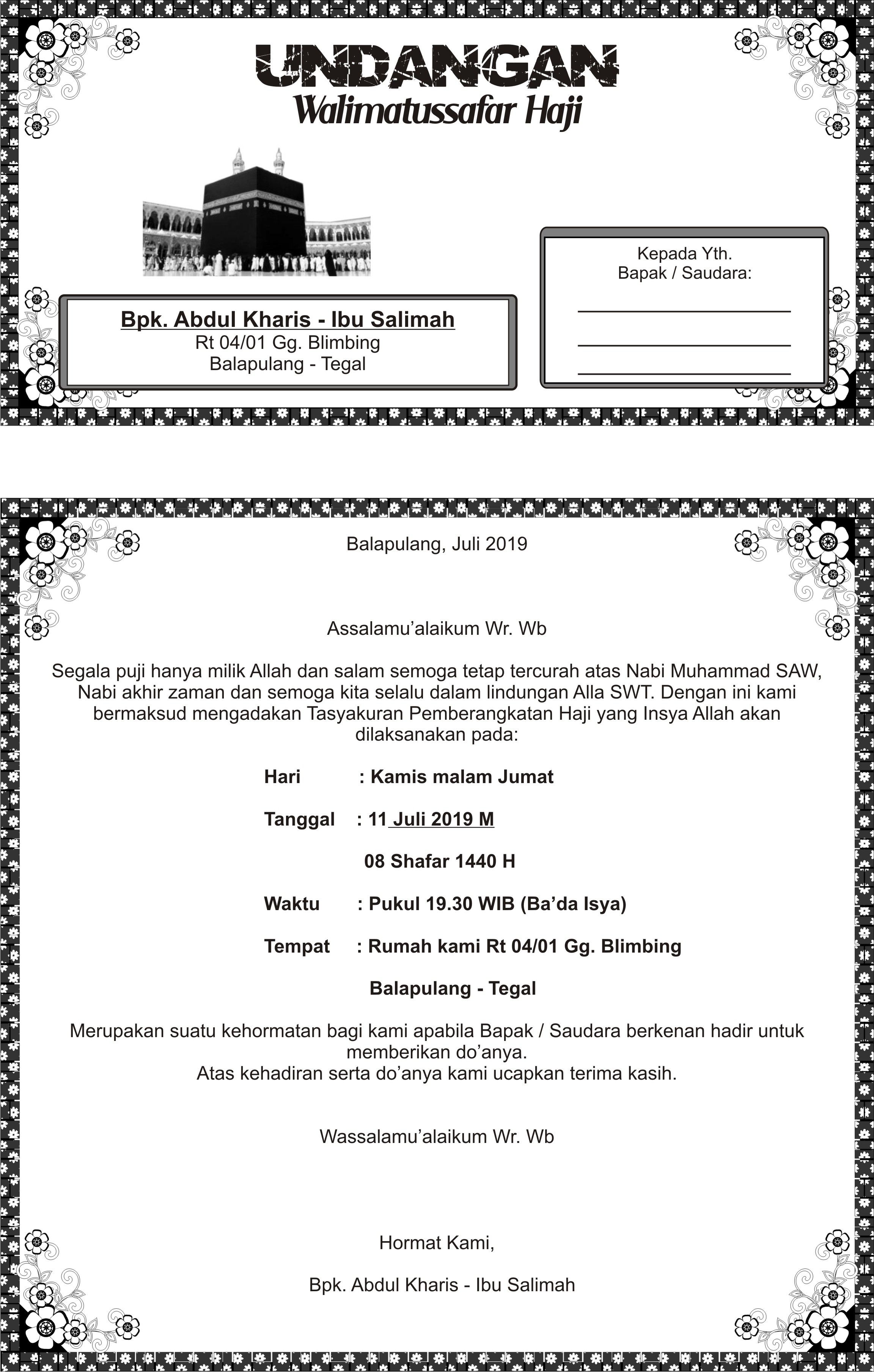 Detail Contoh Surat Undangan Walimatussafar Haji Nomer 8