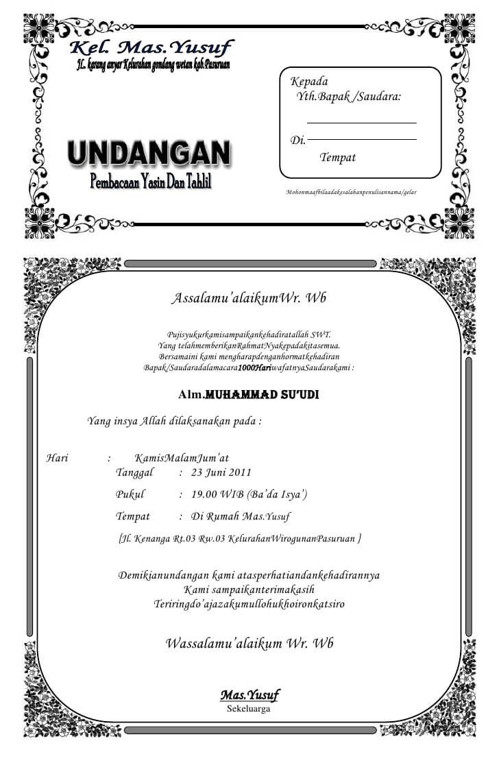 Contoh Surat Undangan Yasinan - 53+ Koleksi Gambar