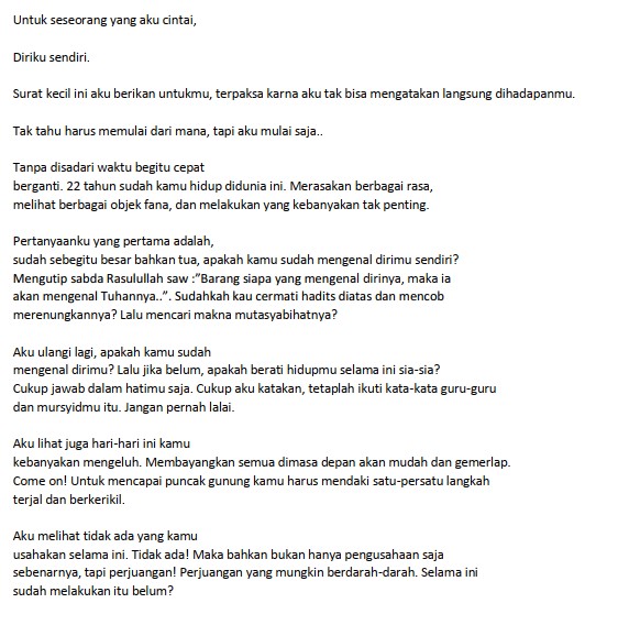 Contoh Surat Untuk Diri Sendiri - KibrisPDR