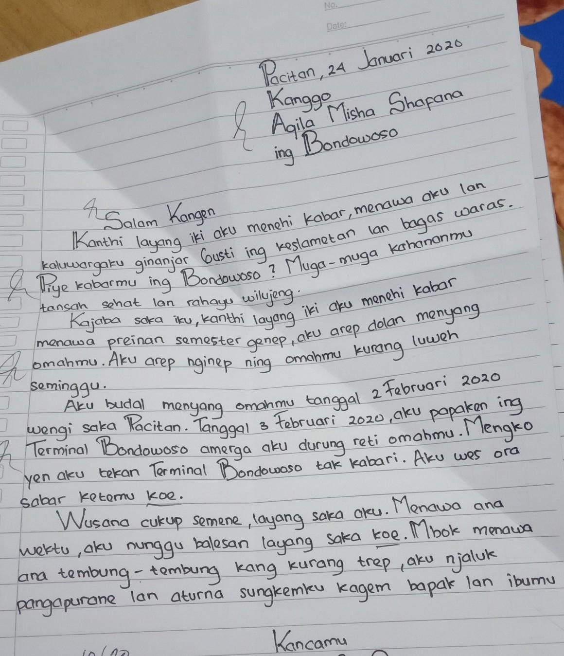 Detail Contoh Surat Untuk Teman Dalam Bahasa Jawa Nomer 4