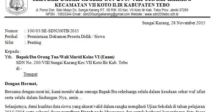 Detail Contoh Surat Untuk Wali Murid Nomer 53