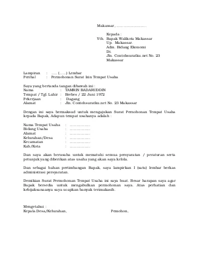 Detail Contoh Surat Usaha Nomer 46