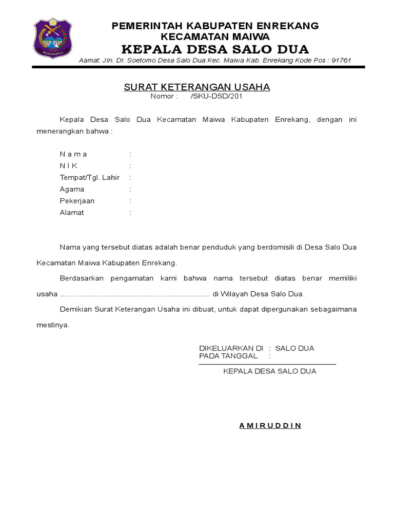 Detail Contoh Surat Usaha Dari Desa Nomer 33