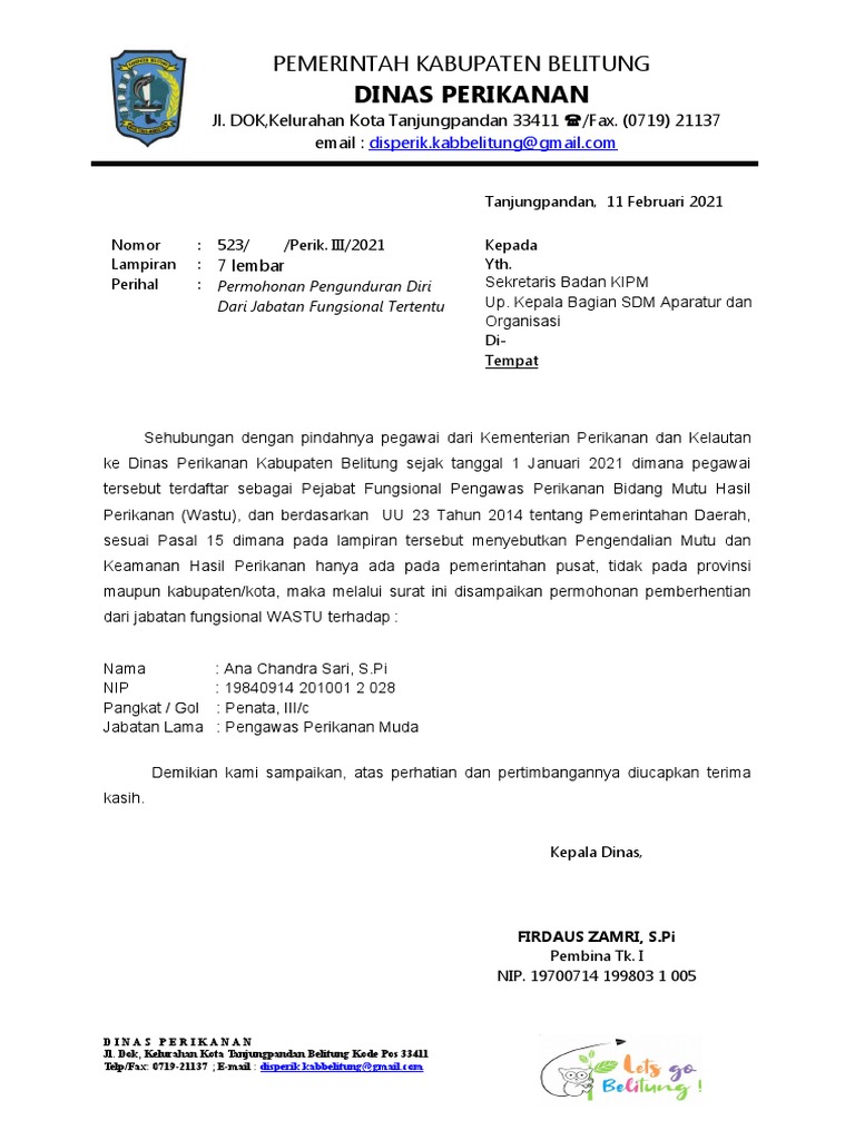 Detail Contoh Surat Usulan Jabatan Fungsional Nomer 6