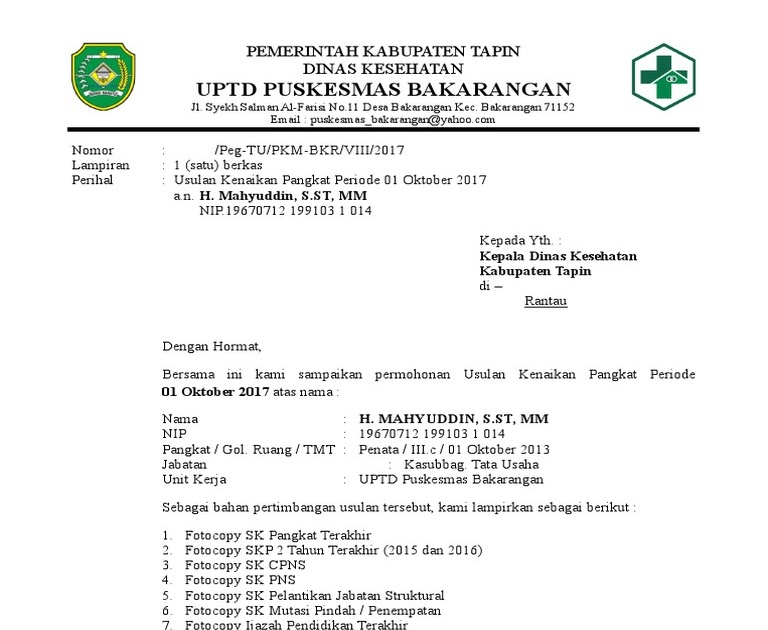 Detail Contoh Surat Usulan Jabatan Struktural Nomer 33