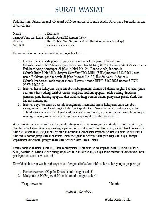 Detail Contoh Surat Warisan Tanah Nomer 42