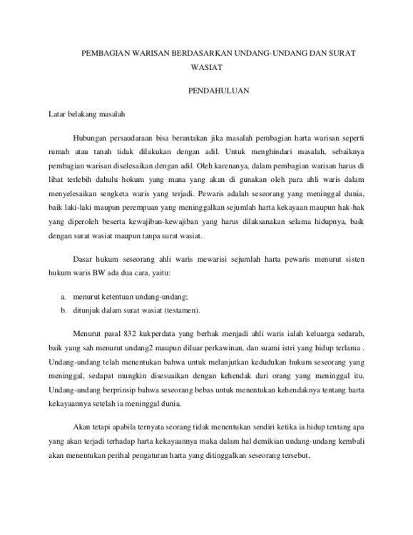 Detail Contoh Surat Wasiat Bawah Tangan Nomer 6