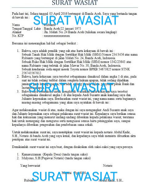 Detail Contoh Surat Wasiat Rumah Nomer 35