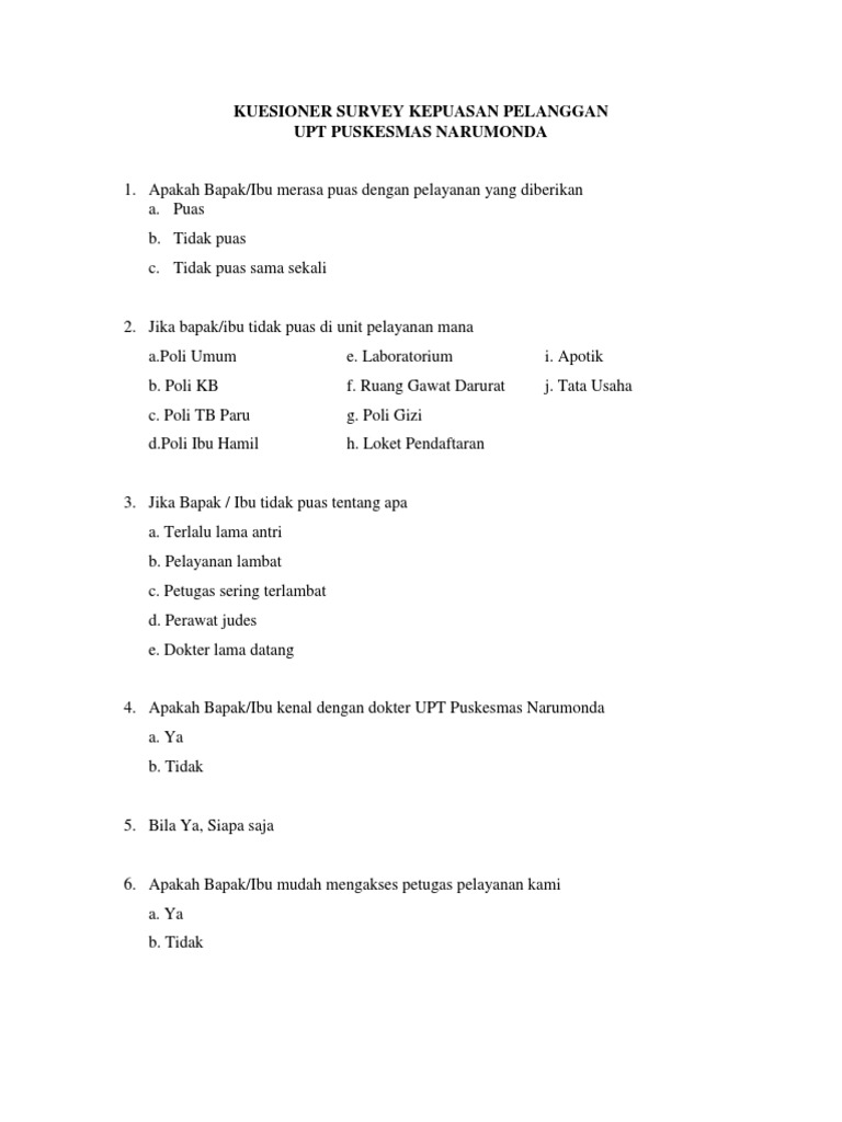 Detail Contoh Survey Kepuasan Pelanggan Nomer 12