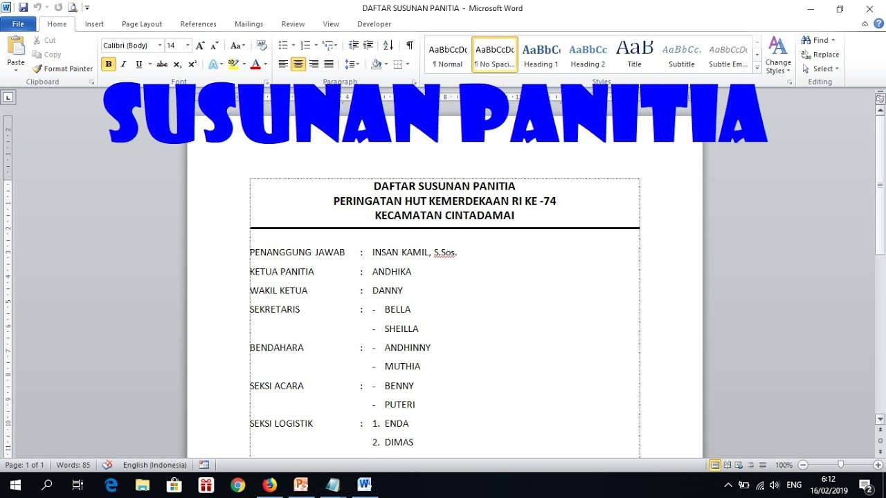 Detail Contoh Susunan Panitia Nomer 23