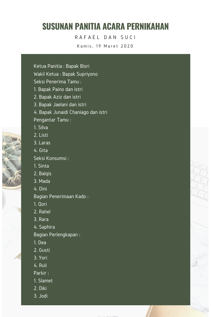 Detail Contoh Susunan Panitia Pernikahan Nomer 14