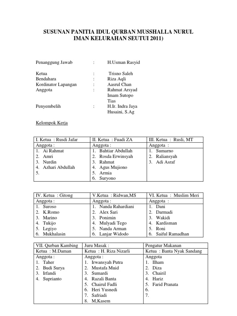 Detail Contoh Susunan Panitia Pernikahan Nomer 5