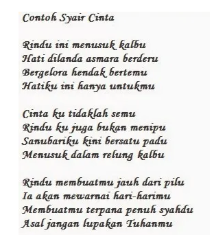 Detail Contoh Syair Cinta Nomer 17