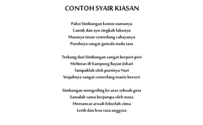 Detail Contoh Syair Kiasan Nomer 15