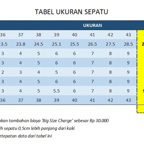 Detail Gambar Panduan Ukuran Sepatu Wanita Nomer 32