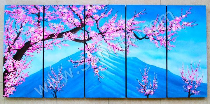 Detail Gambar Pemandangan Bunga Sakura Lukisan Nomer 21