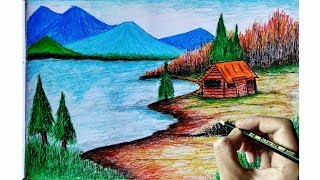 Detail Gambar Pemandangan Dengan Pensil Warna Nomer 15