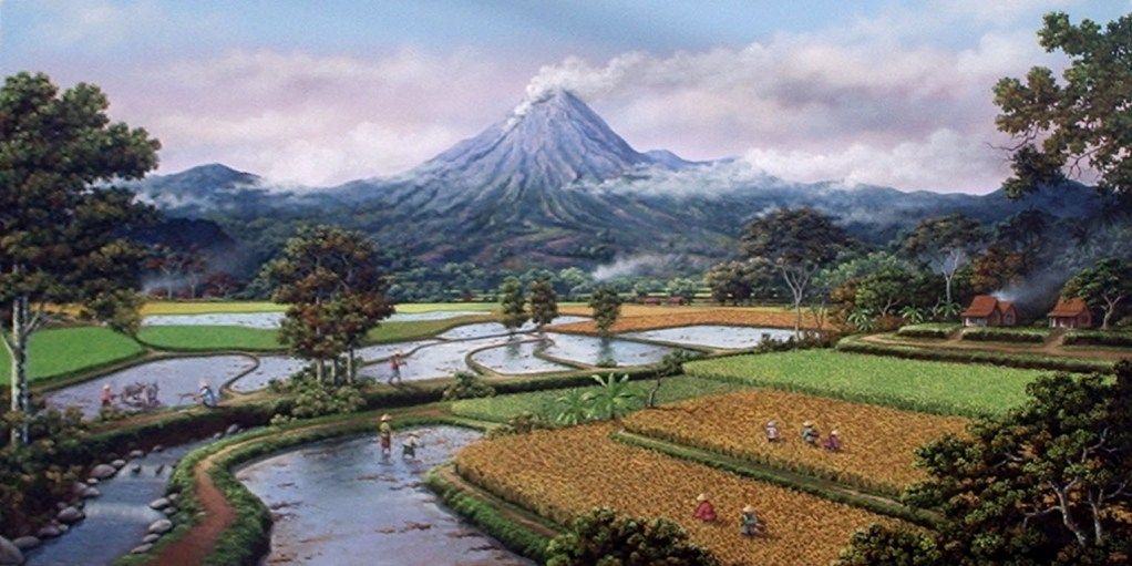 Detail Gambar Pemandangan Gunung Dan Sawah Nomer 9