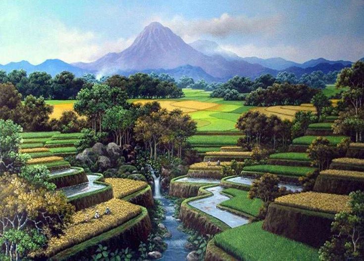 Detail Gambar Pemandangan Gunung Dan Sawah Asli Nomer 14