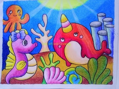 Detail Gambar Pemandangan Laut Dengan Crayon Nomer 17