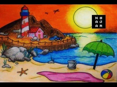 Detail Gambar Pemandangan Laut Dengan Crayon Nomer 42