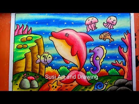 Detail Gambar Pemandangan Laut Dengan Crayon Nomer 7