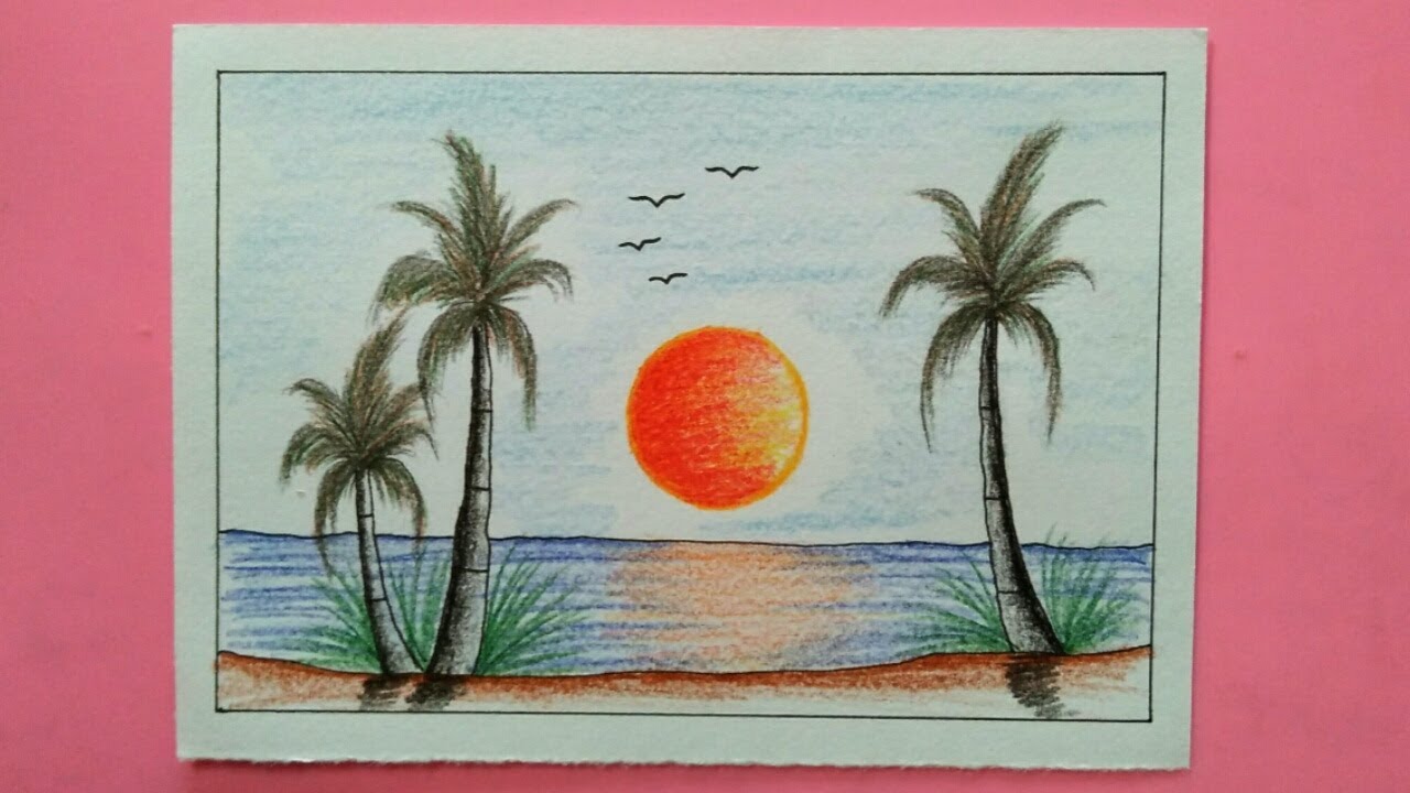 Detail Gambar Pemandangan Pantai Lukisan Pensil Pemandangan Pantai Nomer 5