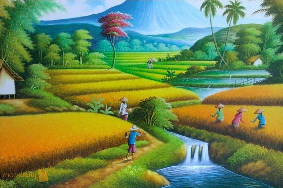 Detail Gambar Pemandangan Sawah Animasi Nomer 29