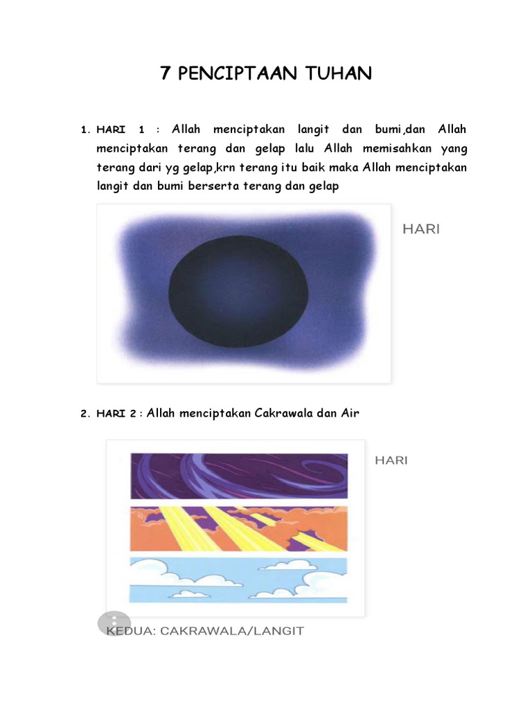 Detail Gambar Penciptaan Tuhan Dari Hari Pertama Sampai Hari Keenam Nomer 25