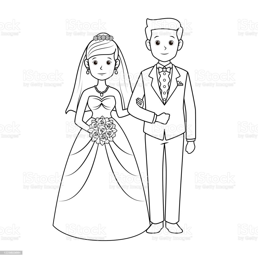 Detail Gambar Pengantin Kartun Hitam Putih Nomer 3