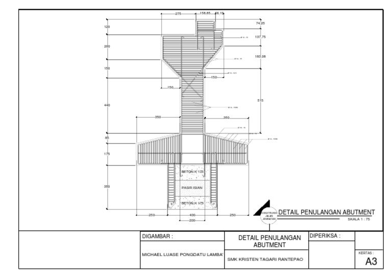 Detail Gambar Penulangan Abutment Gambar Penulangan Gelagar Nomer 33