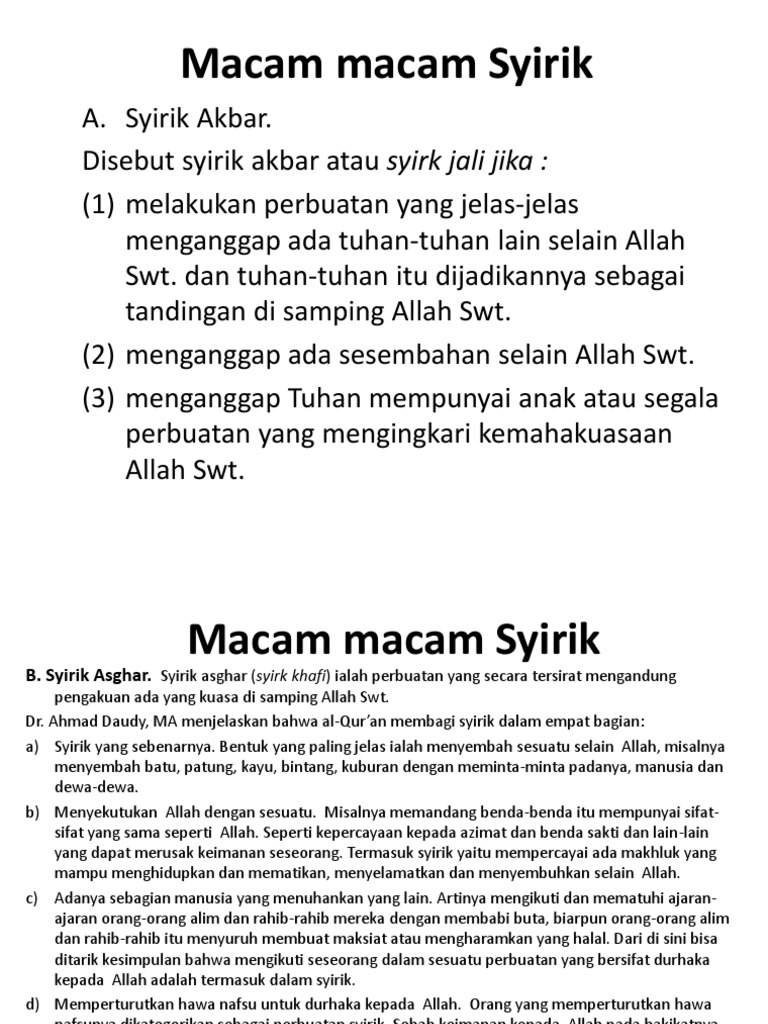 Detail Contoh Syirik Besar Nomer 26