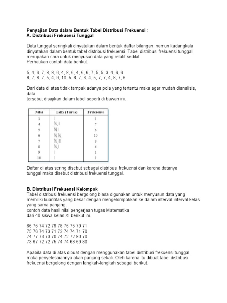 Detail Contoh Tabel Data Tunggal Nomer 44