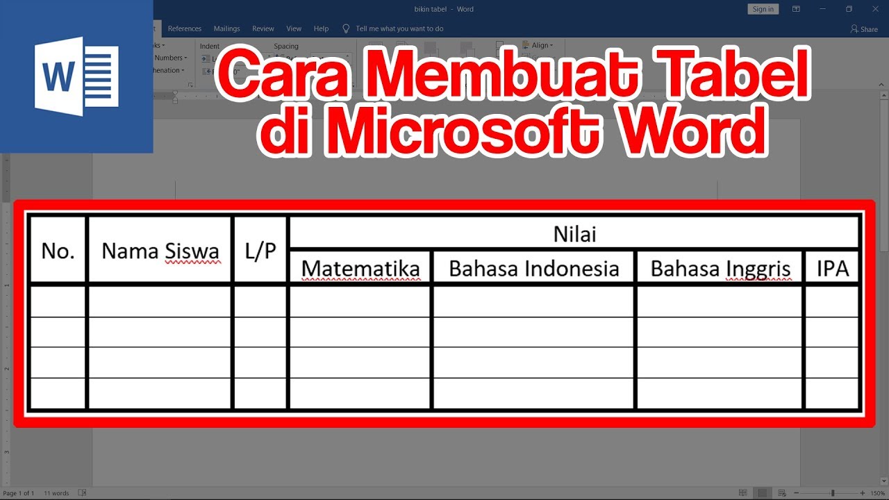 Detail Contoh Tabel Di Word Koleksi Nomer 2