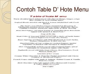 Detail Contoh Table D Hote Menu Nomer 12