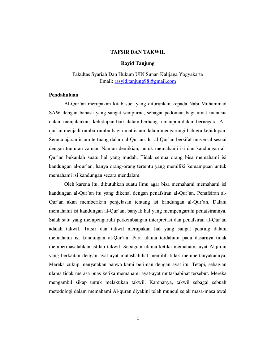 Detail Contoh Tafsir Dan Takwil Nomer 36