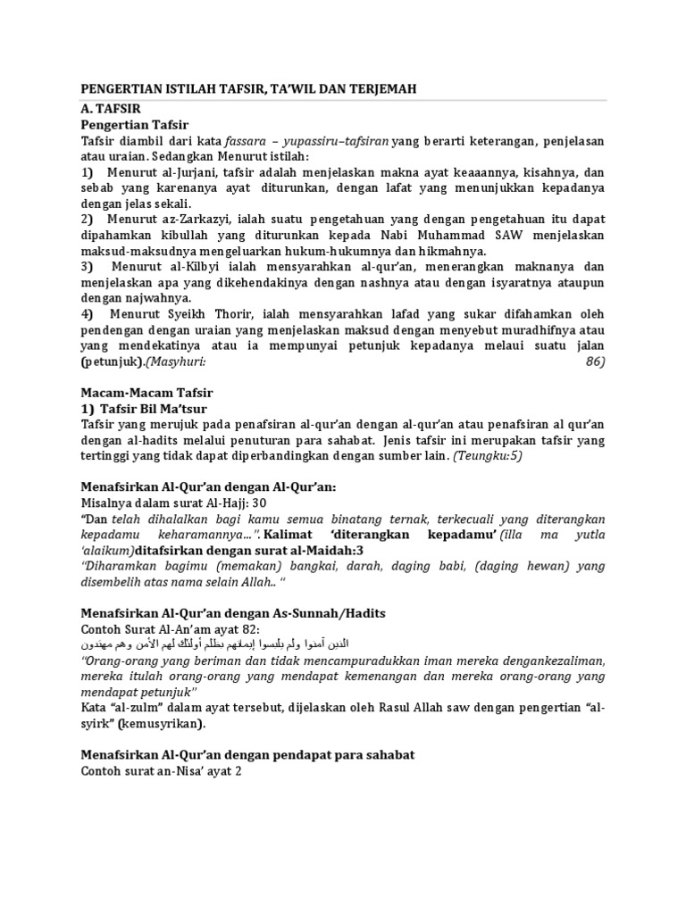 Detail Contoh Tafsir Dan Takwil Nomer 10