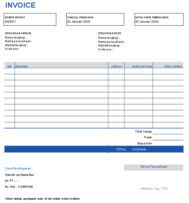 Detail Contoh Tagihan Invoice Nomer 16