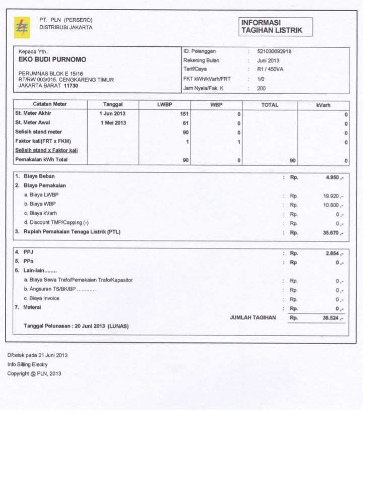 Detail Contoh Tagihan Listrik Nomer 33