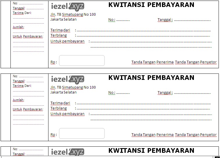 Detail Contoh Tanda Terima Pembayaran Nomer 45