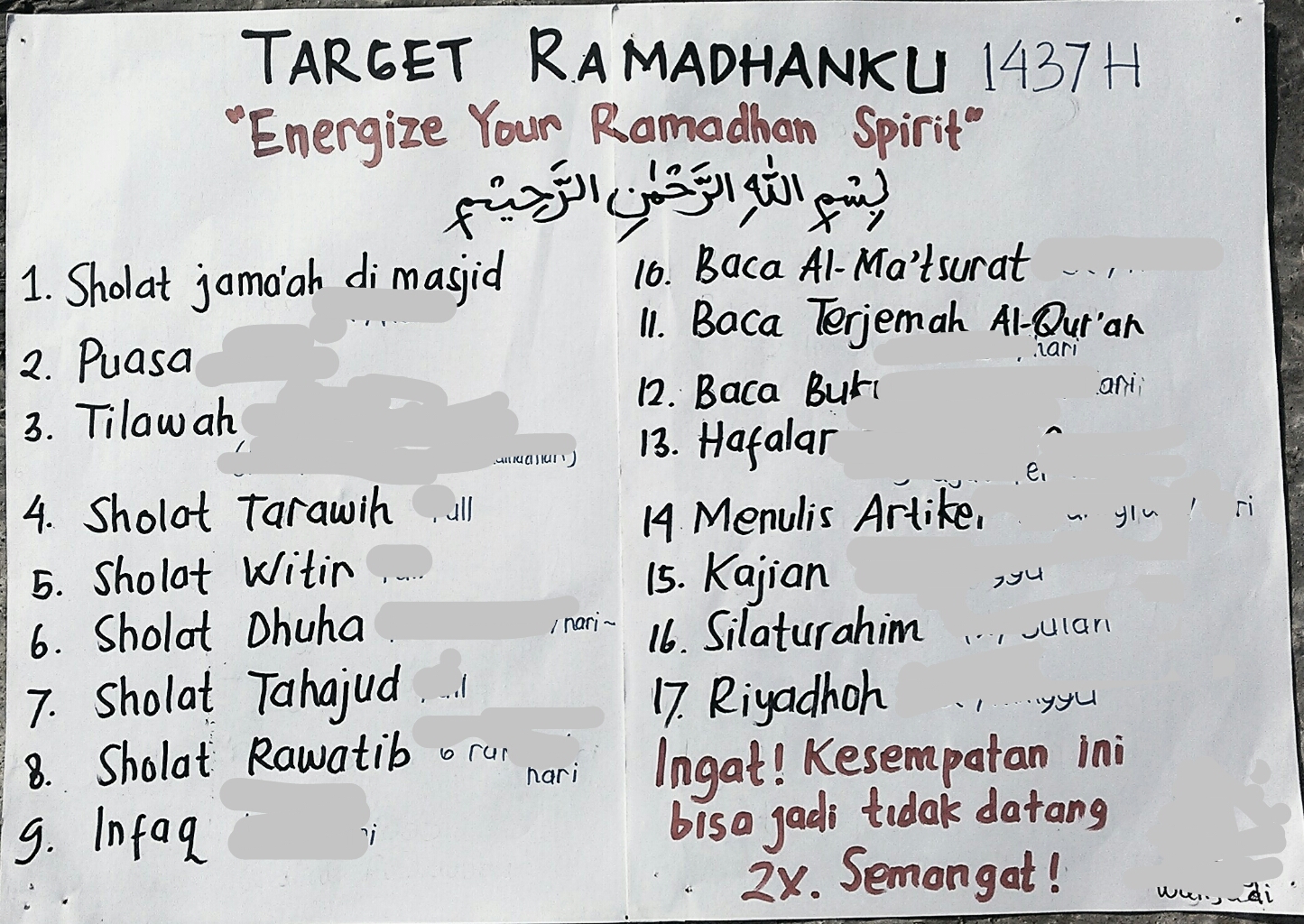 Detail Contoh Target Ramadhan Nomer 2