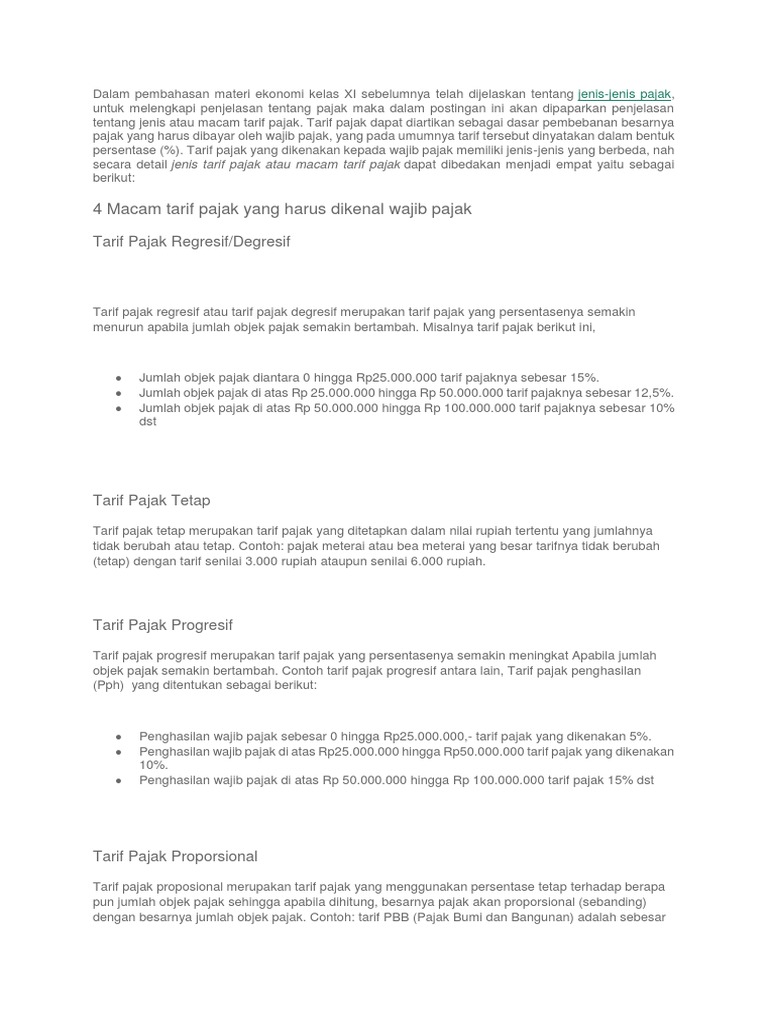 Detail Contoh Tarif Pajak Tetap Nomer 29