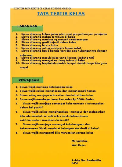 Detail Contoh Tata Tertib Nomer 11