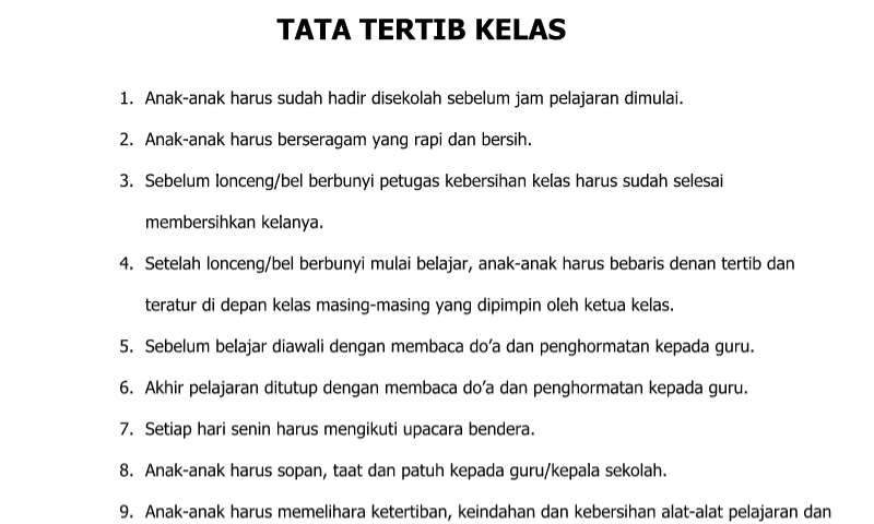 Detail Contoh Tata Tertib Kelas Nomer 2