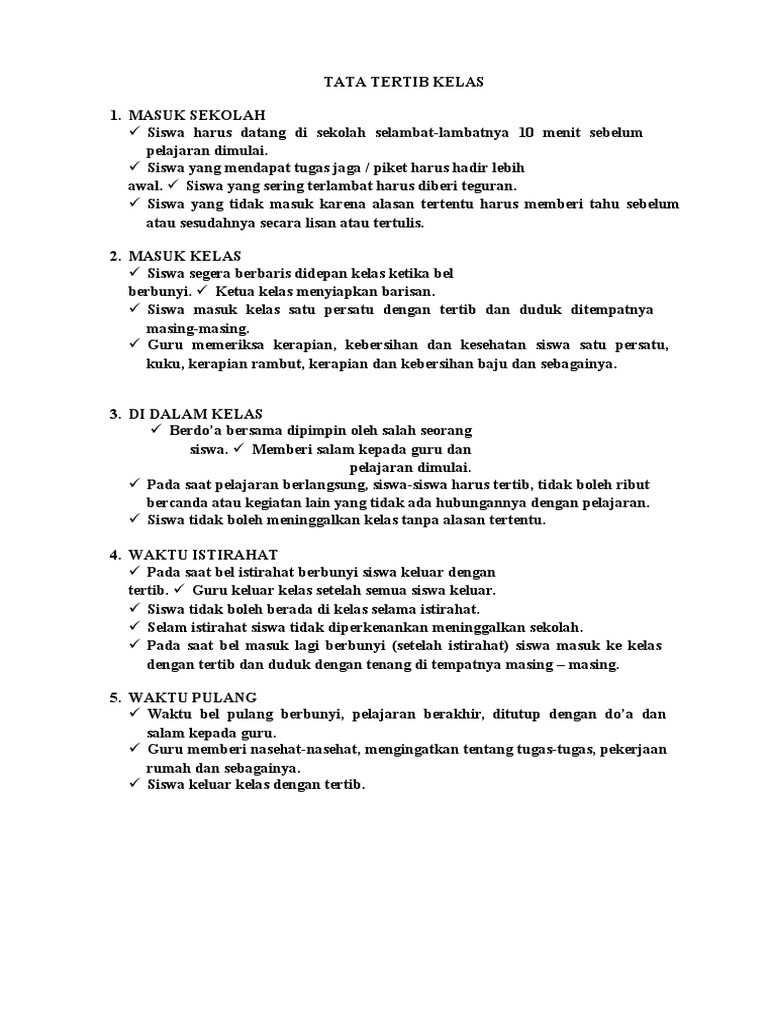 Detail Contoh Tata Tertib Kelas Nomer 17