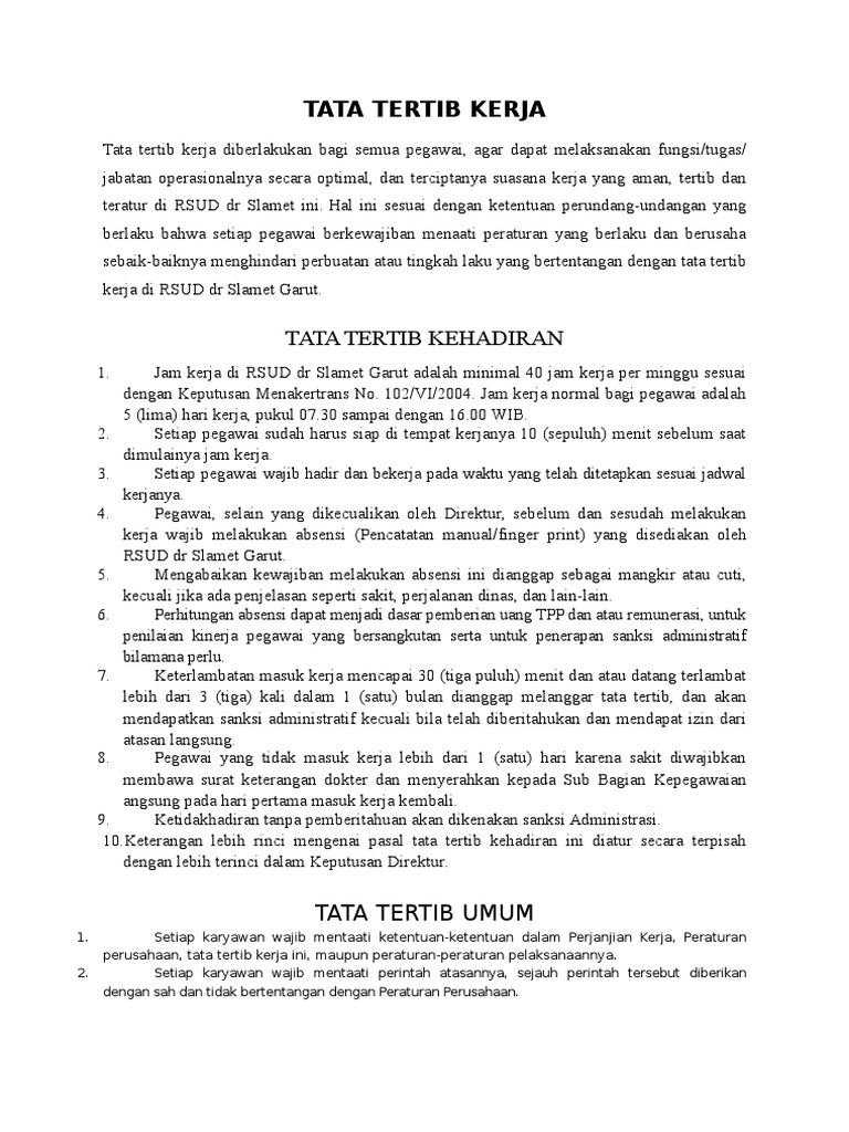 Detail Contoh Tata Tertib Perusahaan Nomer 10