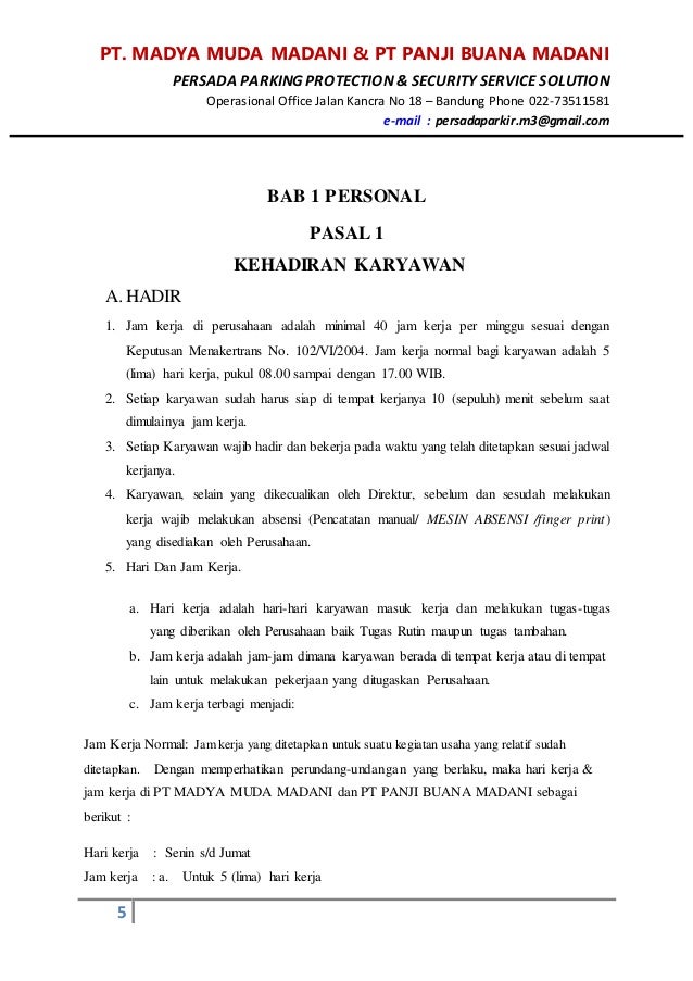 Detail Contoh Tata Tertib Perusahaan Nomer 18